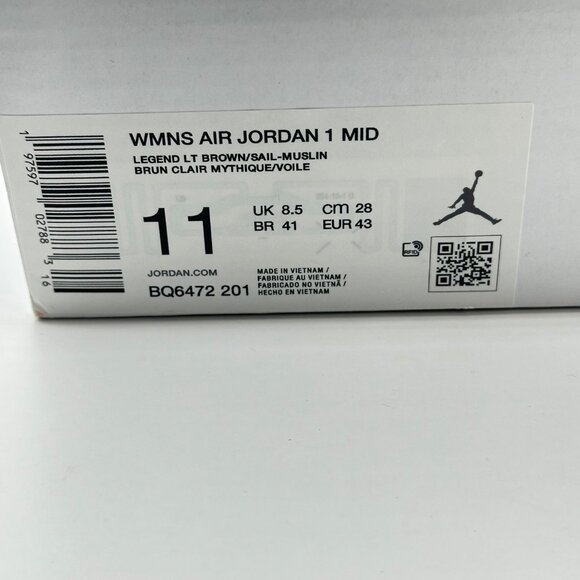Women's Air Jordan 1 Mid Legend Light Brown BQ6472-201 Sizes Women 11 / Men 9.5 - Picture 12 of 12
